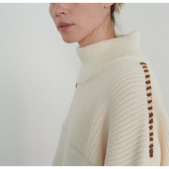 The Knotty Ones 'Sturmai' Merino Wool Turtleneck in Sea Salt - Picture 3 of 9